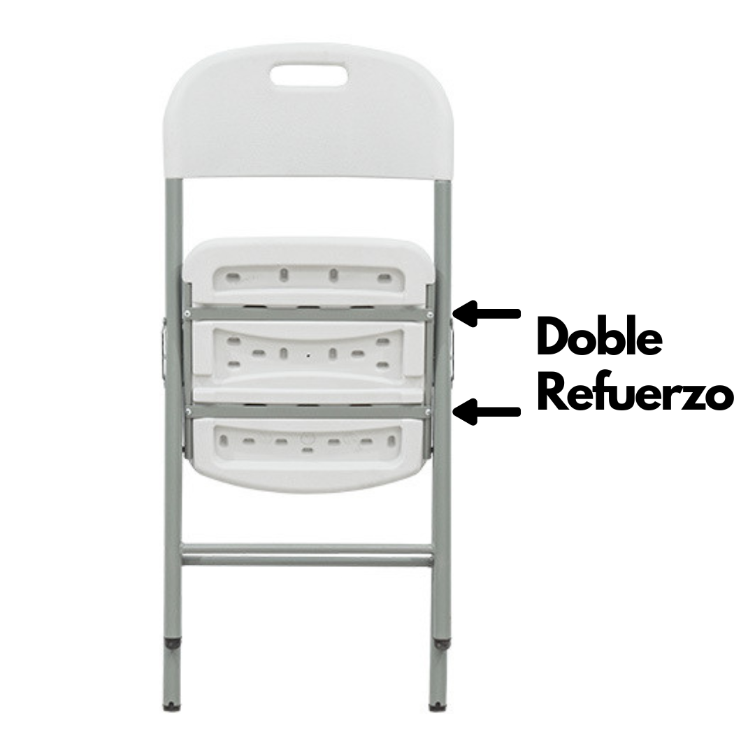 Silla blanca plegable con doble refuerzo
