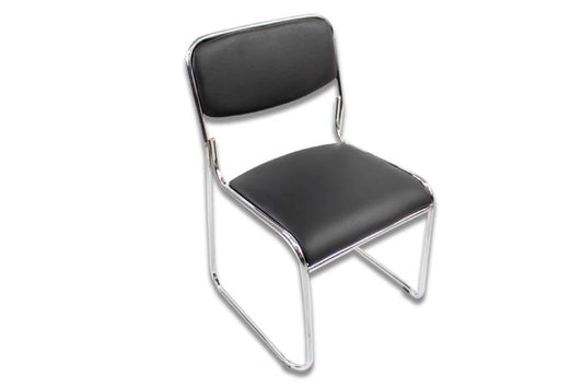 Silla de visita MODAMOB, modelo CORVUS, asiento y respaldo de piel color negro, base de tubo de cromo, 1pz