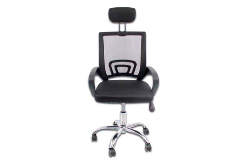 Silla gerencial MODAMOB modelo LYRA,  reposabrazos, respaldo de malla, negro, piston de altura, base metalica