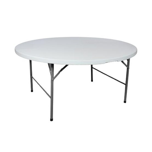 Mesa Redonda Plegable, 1.52mts, 152x74cm, base 4.5cm, tubo 28x1.0mm, Blanca