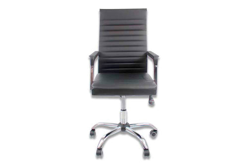 Silla gerencial MODAMOB CYGNUS, negro, vini piel, piston de altura, reposabrazos, base metalica