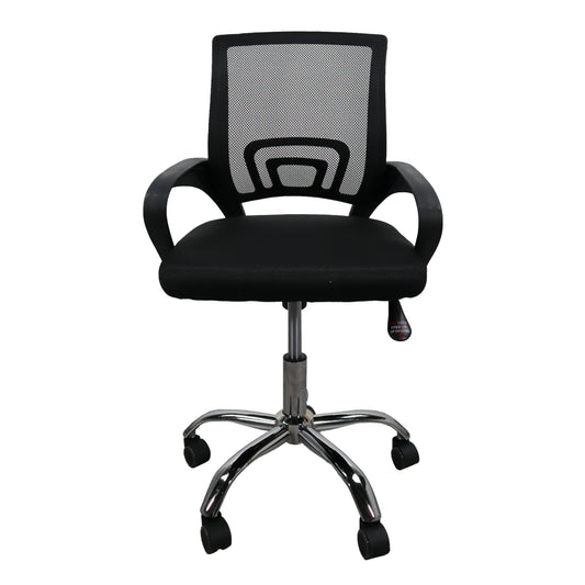 Silla MODAMOB modelo EVEREST, color negro, respaldo de malla, reposa brazos, piston de altura, base metalica