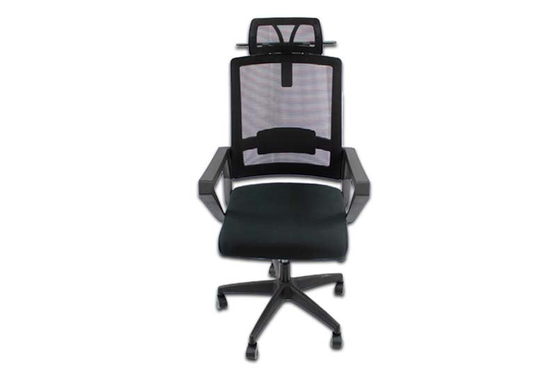 Silla gerencial MODAMOB IRIS, respaldo y cabecera de malla, piston de altura, reposabrazos, soporte espalda