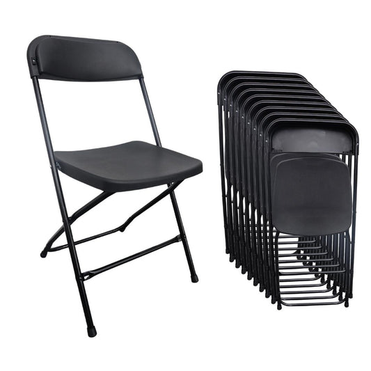 Caja de 10 Sillas Negras Plegables MODAMOB Reforzadas, 47cmx45cmx82cm, tubo 19mm, hasta 120kg