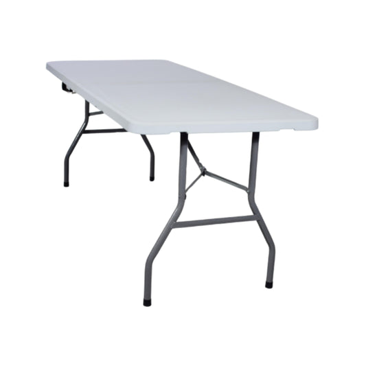Mesa Plegable MODAMOB 2.40 metros, 240x76X74cm, base 4.35cm, tubo 28x1.0mm, blanca Ligero dano