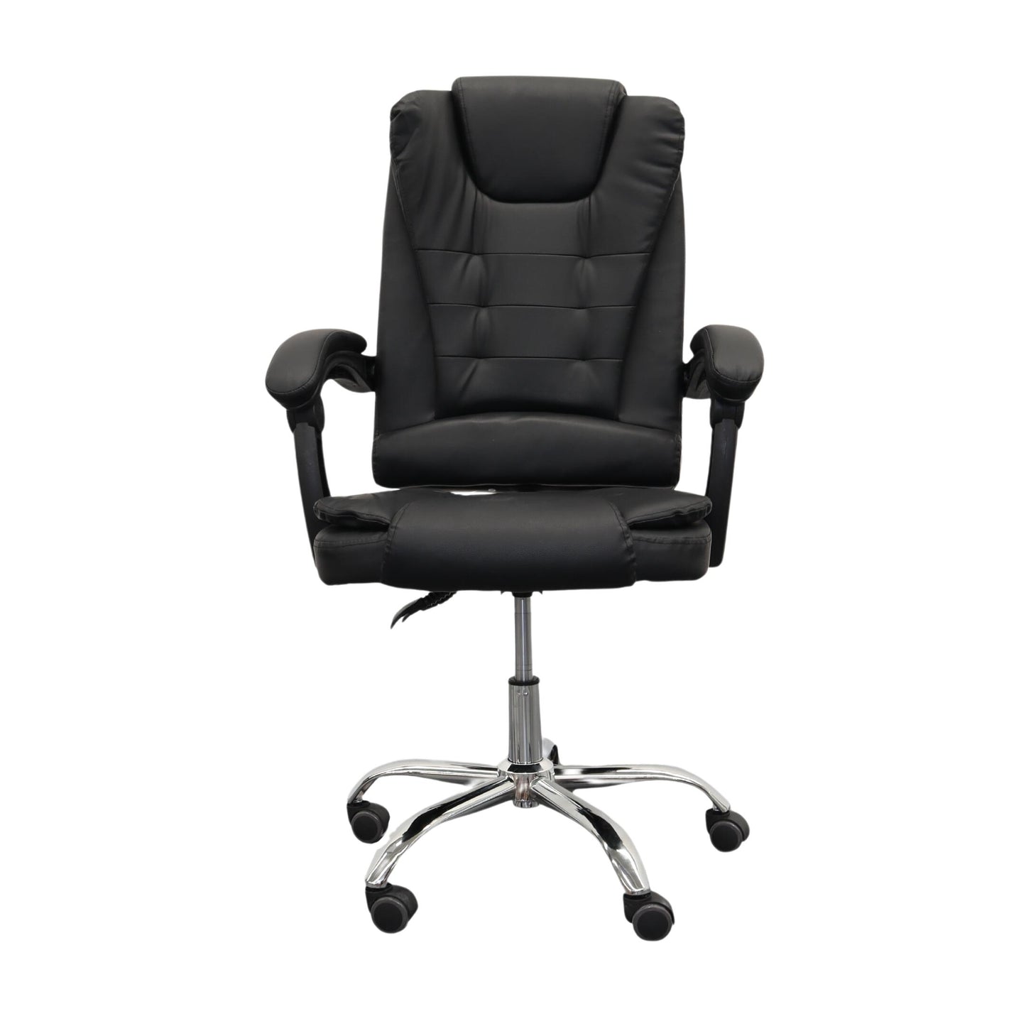 Silla Gerencial Negra modalo DRACO, Reposabrazos, Altura Ajustable, Base Metalica, Piel Sintetica, 5 Llantas