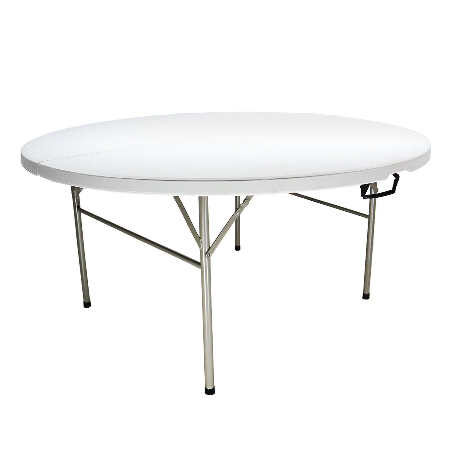 Mesa redonda MODAMOB plegable tipo portafolio diametro 1.52mts, altura 0.74Mts, blanca