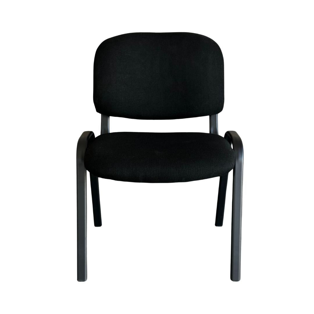 Silla de Visita MODAMOB, Asiento y Respaldo acojinado de tela negra, estructural de metal