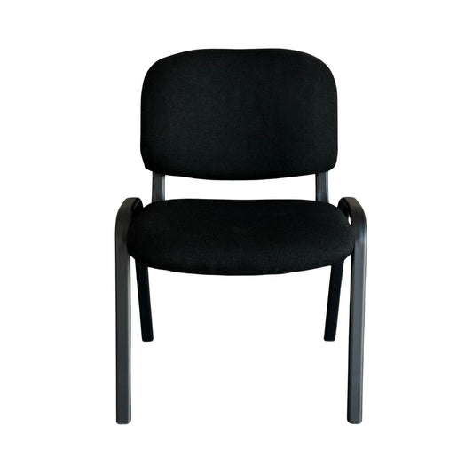 Silla de Visita MODAMOB, Asiento y Respaldo acojinado de tela negra, estructural de metal