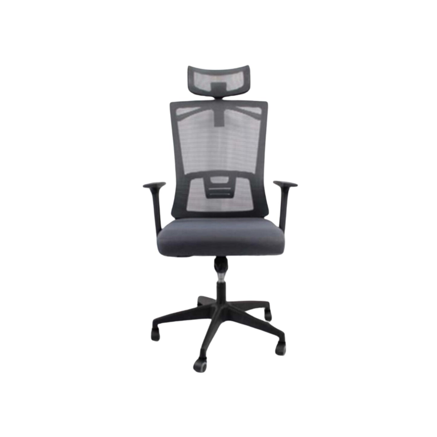 (sin caja) Silla gerencial MODAMOB KIOTO, gris/negro, reposabrazos, 5 llantas, piston de altura, perchero en cabecera