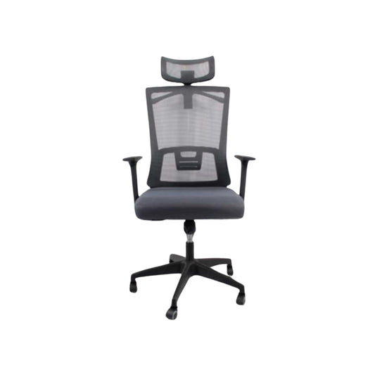 (sin caja) Silla gerencial MODAMOB KIOTO, gris/negro, reposabrazos, 5 llantas, piston de altura, perchero en cabecera