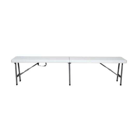 Banca Plegable Modamob 1.83 metros, 183x30x44cm, base 4.8cm, tubo, 22x1.0mm, blanca Ligero dano