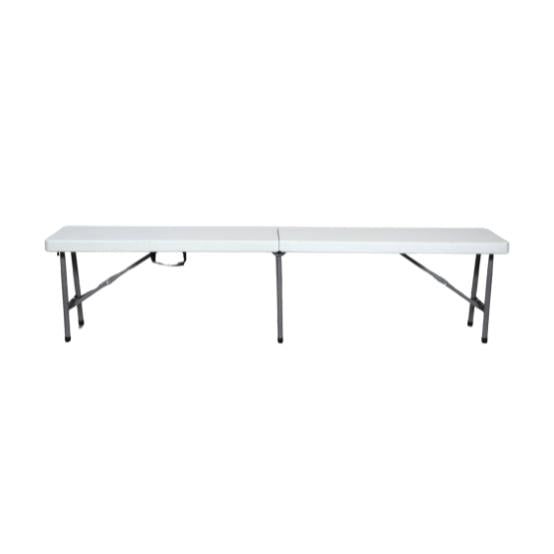 Banca Plegable Modamob 1.83 metros, 183x30x44cm, base 4.8cm, tubo, 22x1.0mm, blanca Dano Fisico Moderado