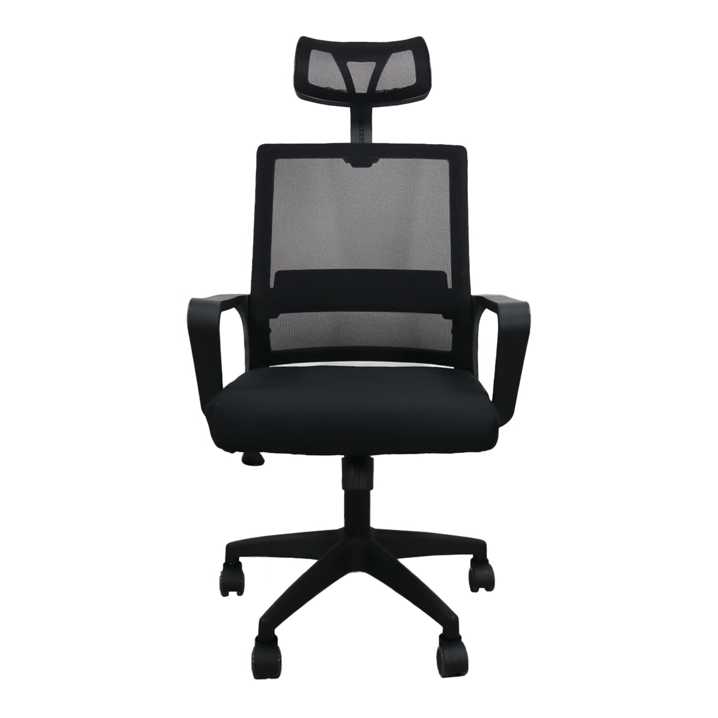 Silla gerencial MODAMOB modelo NOVA, color negro, respaldo y cabecera de malla, reposabrazos, soporte lumbar